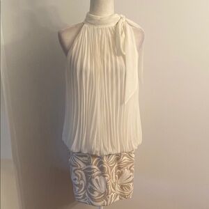 Cache size large dress pleated top and sequined skirt